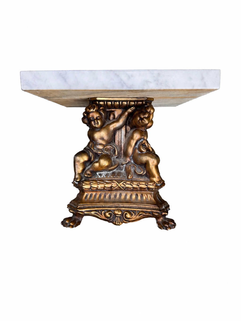 Italian Marble & Gilt Cherub Pedestal Riser — Estate Conversion