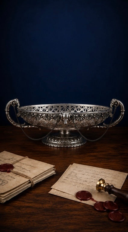 Antique Silverplate Ram’s Head Centerpiece Bowl with Draped Chains | E.G. Webster & Son