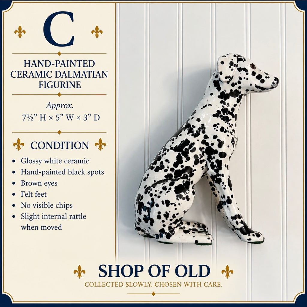 Vintage Hand-Painted Ceramic Dalmatian Figurine | Spotted Dog Statue
