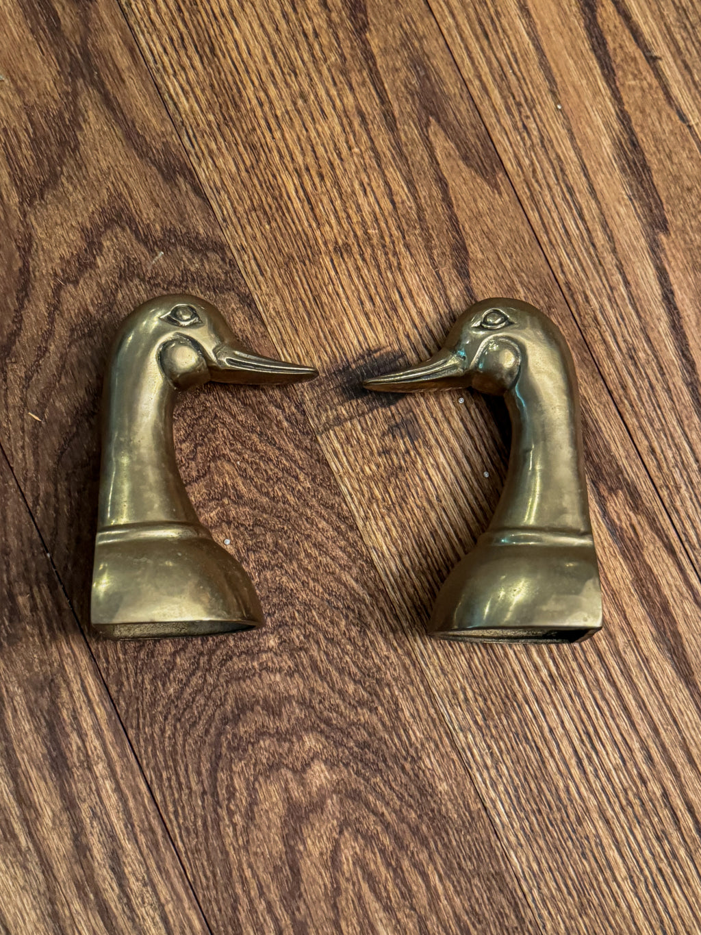 Vintage Brass Duck Bookends | Mid-Century Waterfowl Bookends