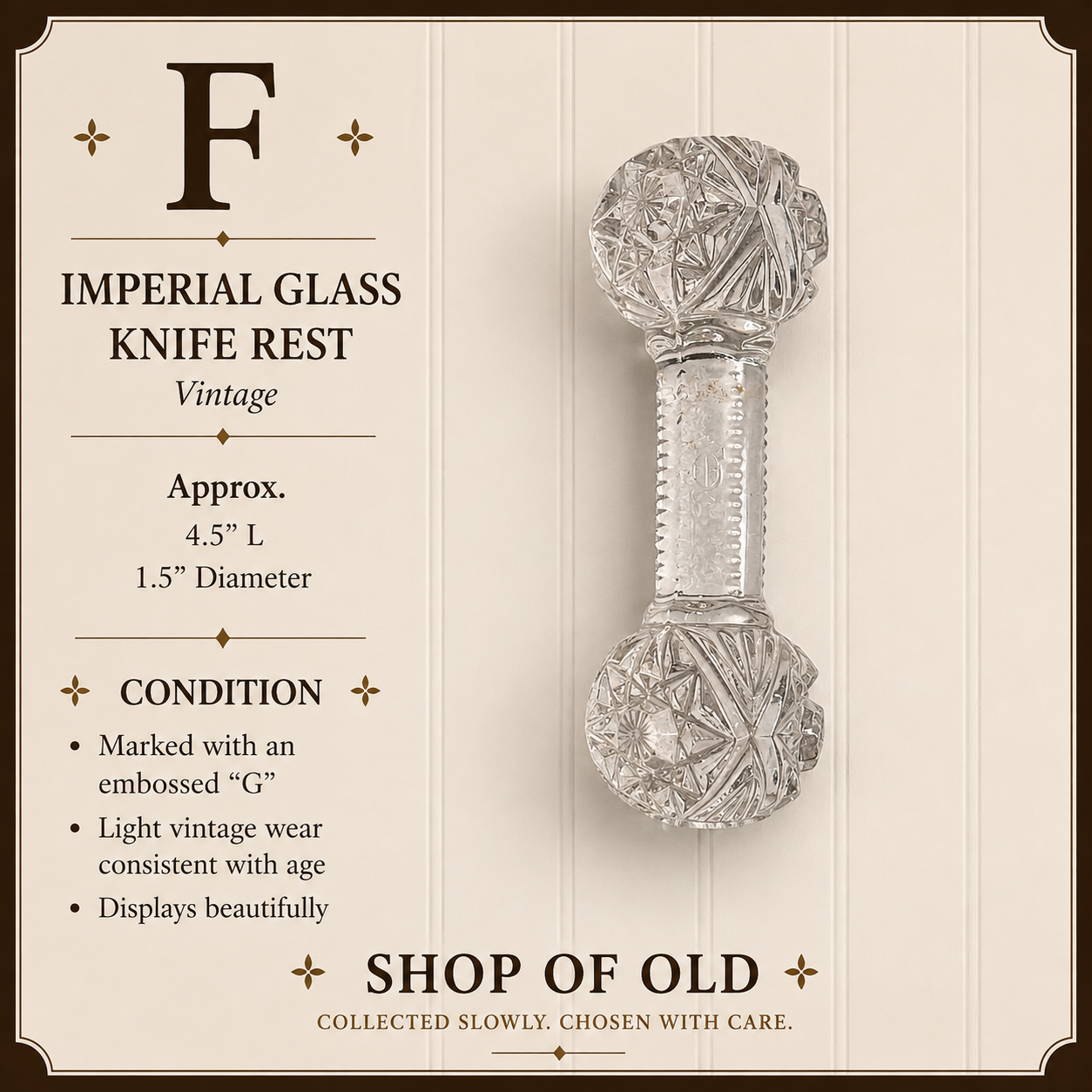 Imperial Glass Knife Rest | EAPG Hobstar Pattern | Vintage