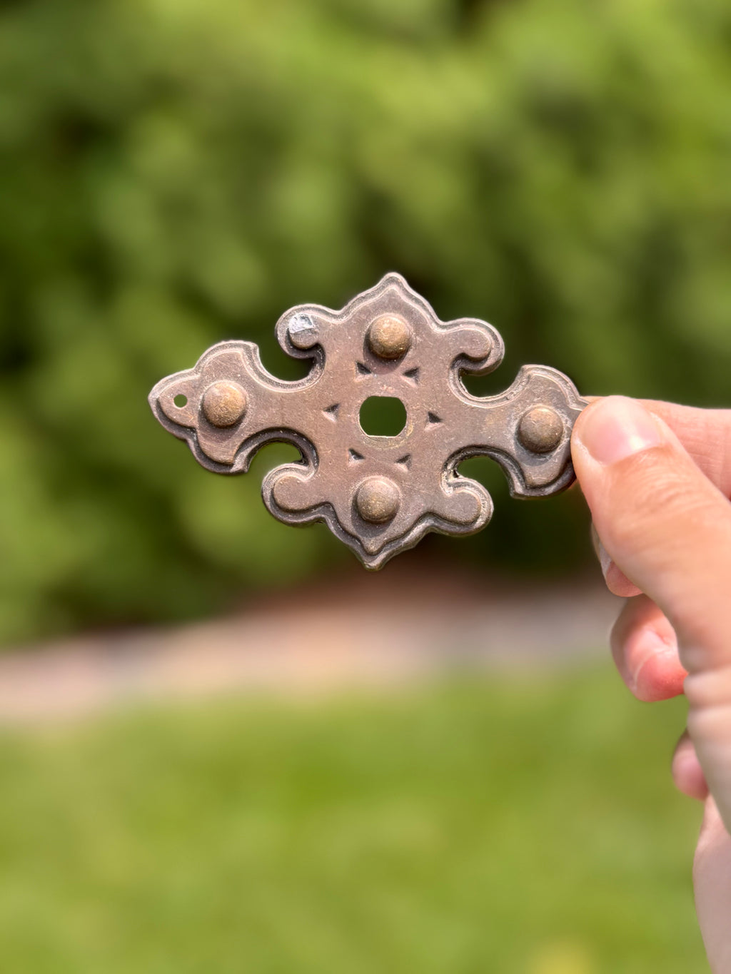 Antique Gothic Revival Furniture Mount | Decorative Brass Hardware Fragment