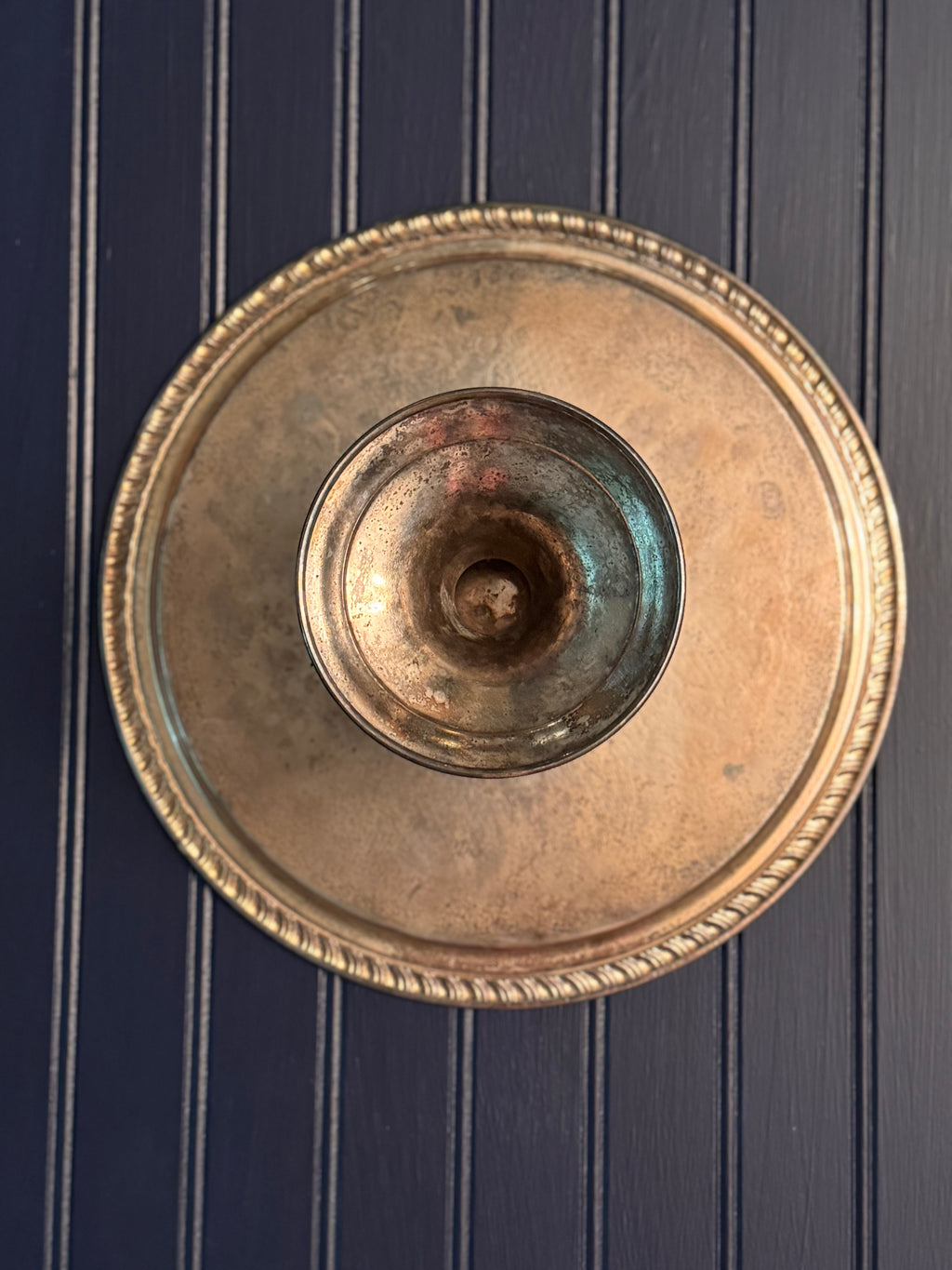 Vintage Silver-Plated Cake Stand | Ornately Engraved Pedestal Display Riser