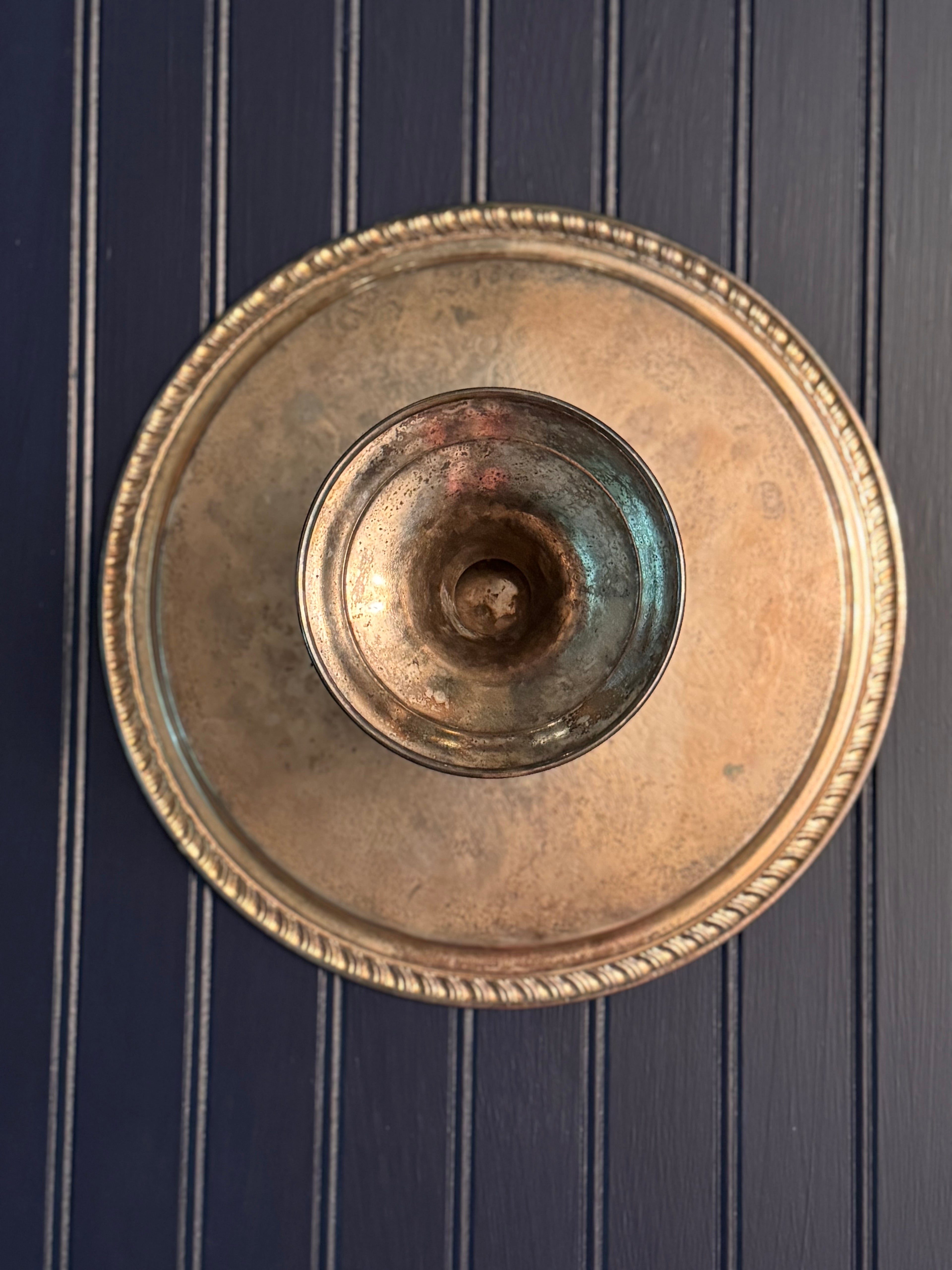 Vintage Silver-Plated Cake Stand | Ornately Engraved Pedestal Display Riser