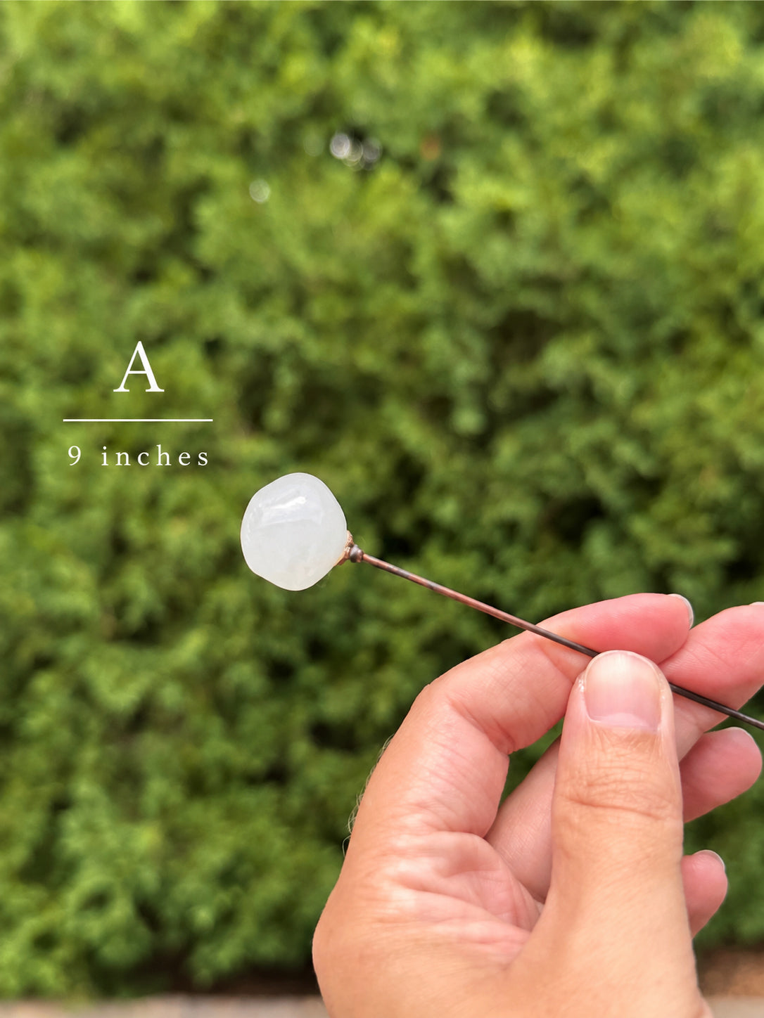 Victorian Art Nouveau White Glass Globe Hat Pin | 9”
