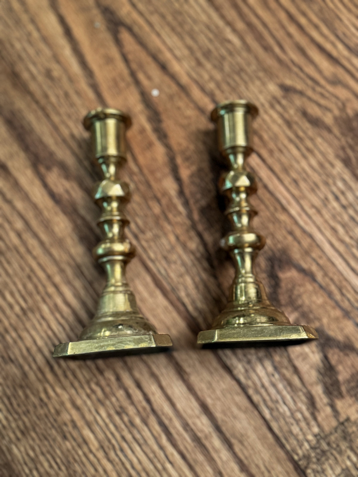 Vintage Solid Brass Candlestick Holders (Pair) | Classic Brass Candle Holders