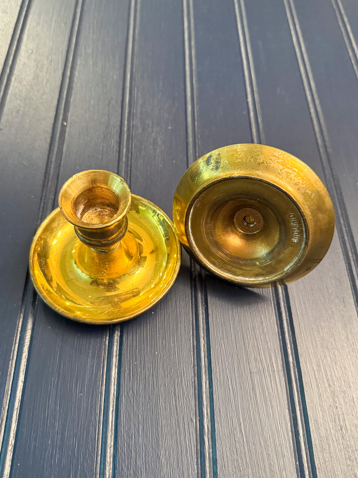 Vintage Brass “Brighton Bun” Candlesticks | Made in England