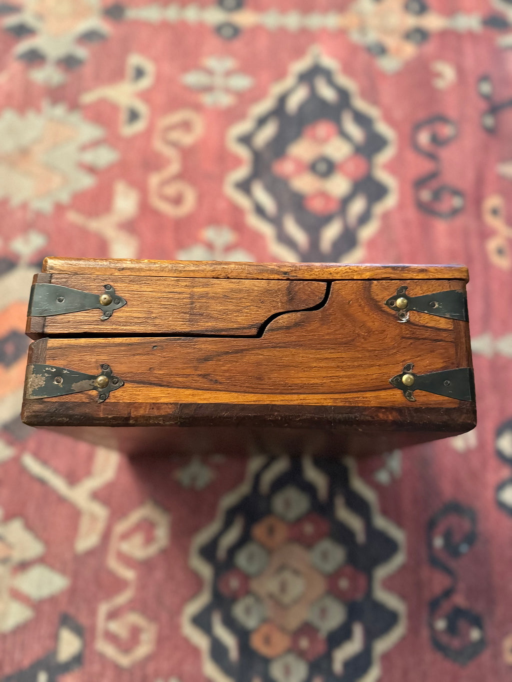 Antique 19th-Century Triple-Fold Traveling Writing Desk with Fitted Compartments