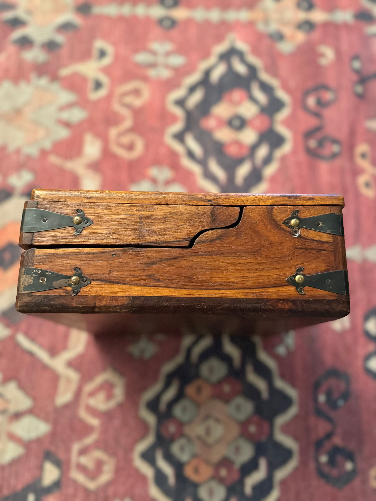 Antique 19th-Century Triple-Fold Traveling Writing Desk with Fitted Compartments