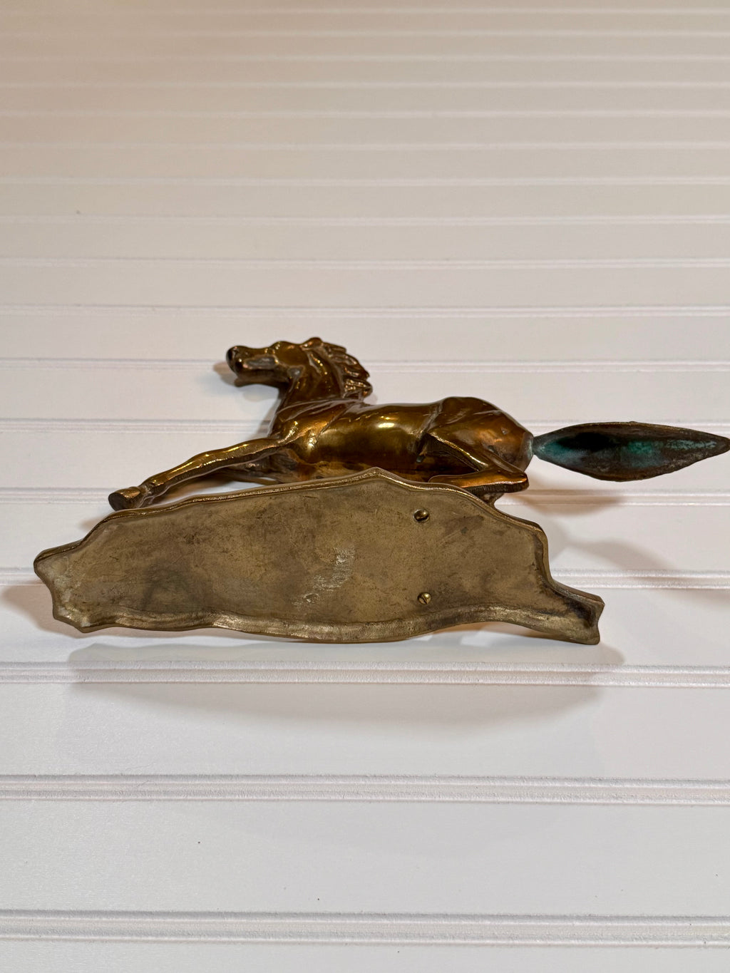 Vintage Solid Brass Horse Figurine | Large Equestrian Horse Sculpture