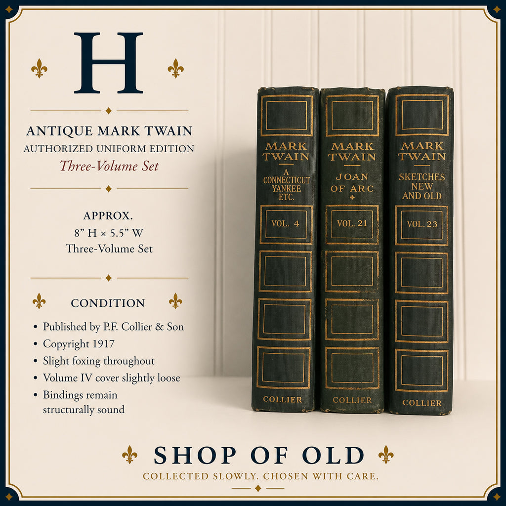 Antique Mark Twain Authorized Uniform Edition Three-Volume Book Set | P.F. Collier & Son | 1917