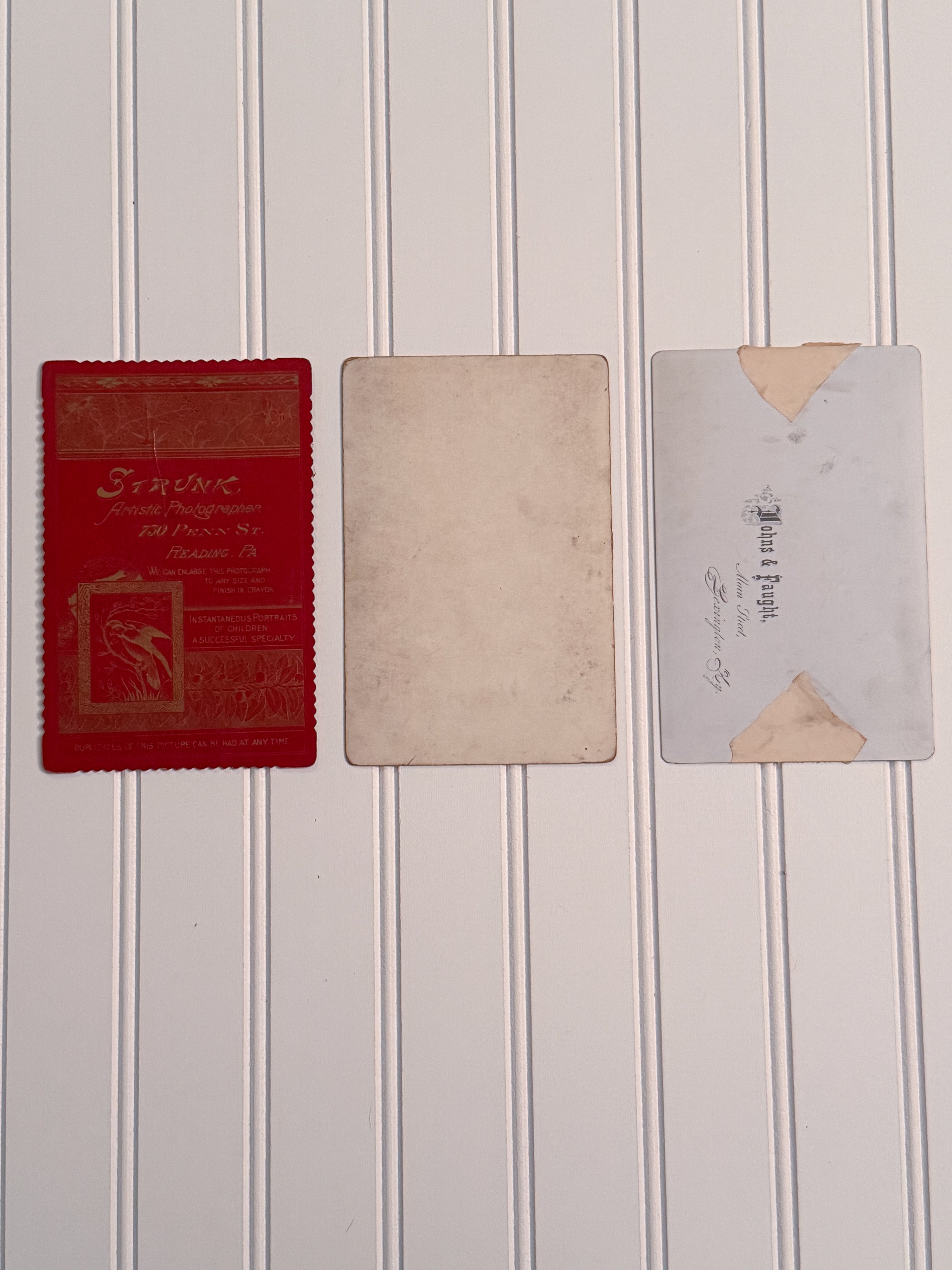 Antique Cabinet Cards | Set of 3 | Reading, PA & Lexington, KY