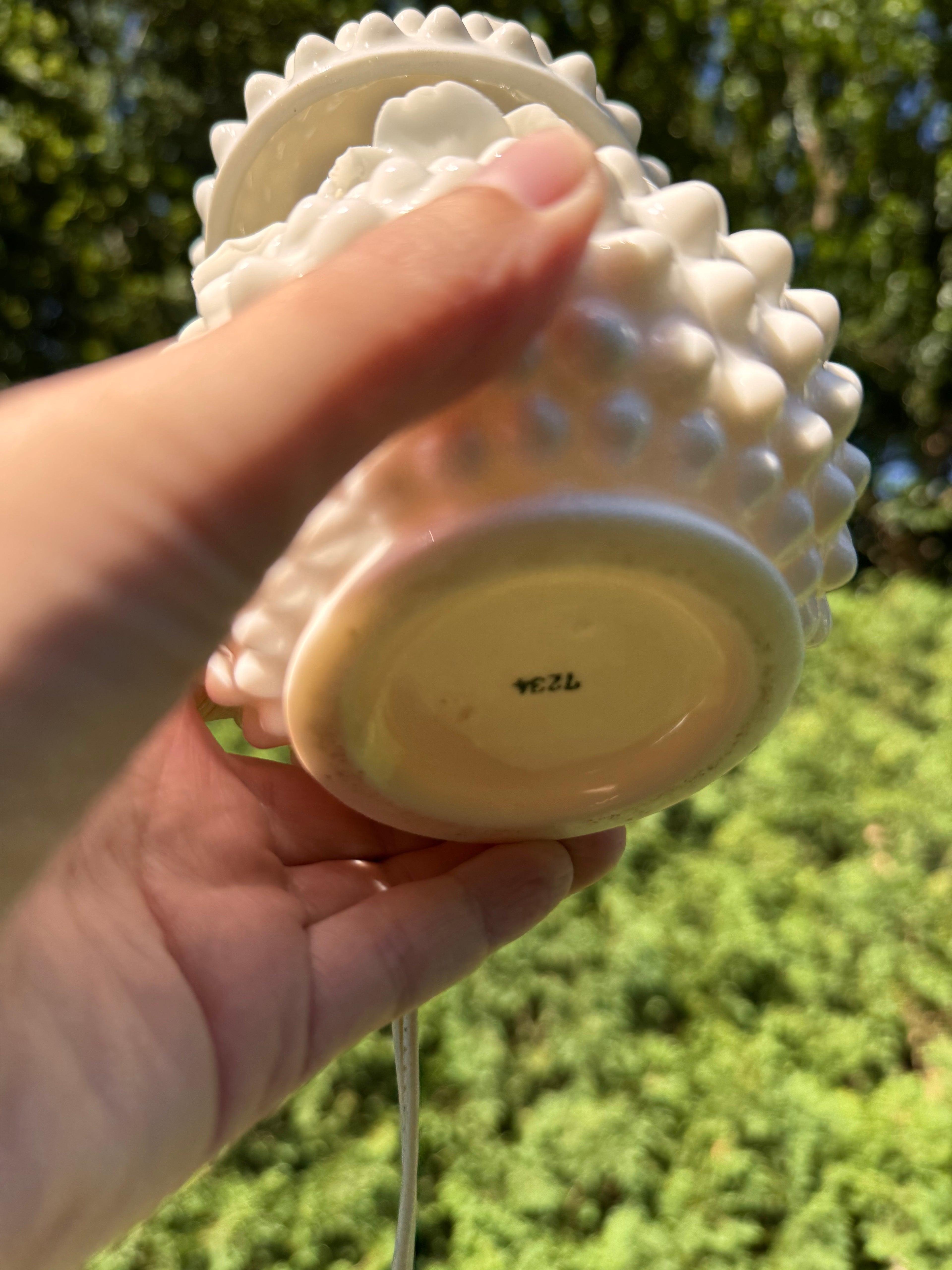 Vintage Fenton White Milk Glass Hobnail Boudoir Hurricane Lamp “Bantam”