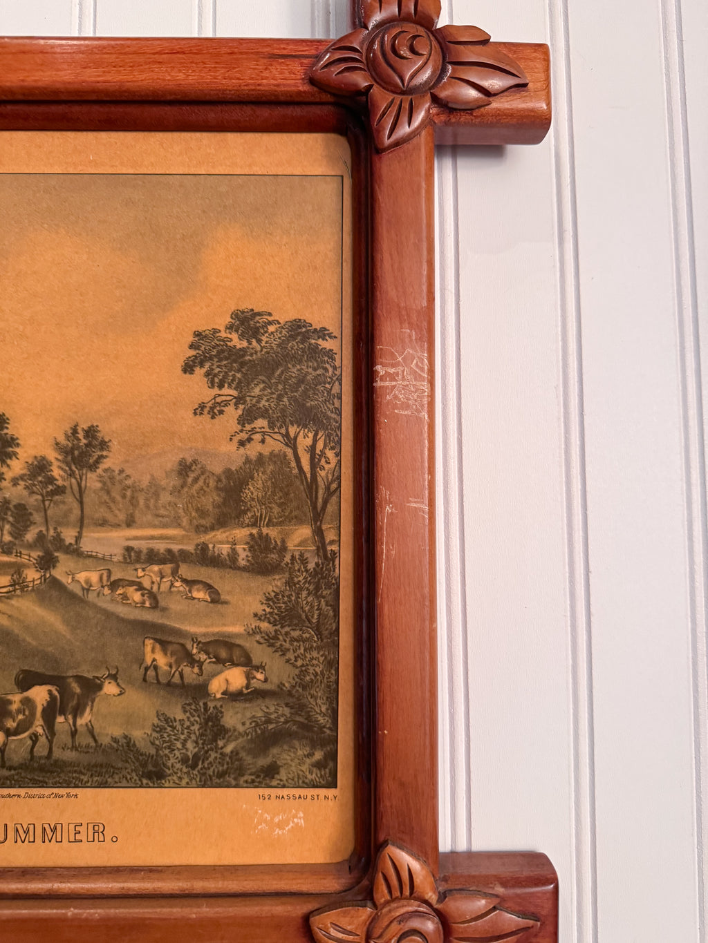 Currier & Ives “American Homestead Summer” Print in Antique Eastlake Frame | Americana Wall Art