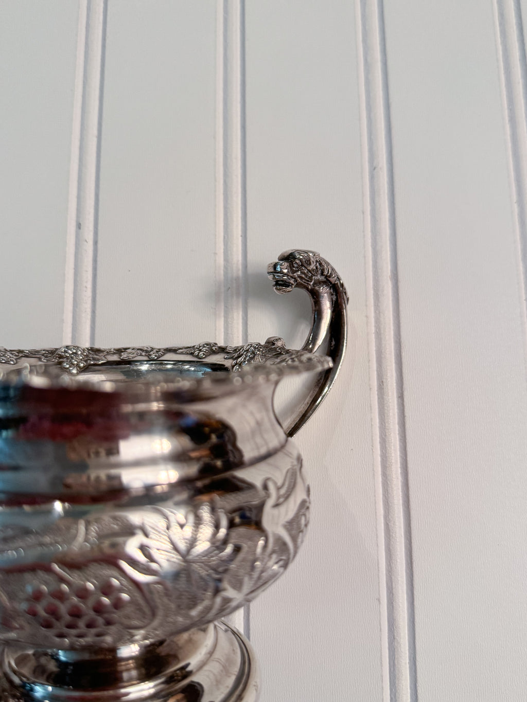 English Old Sheffield Reproduction Silverplate Creamer & Sugar Bowl with Dragon Handles