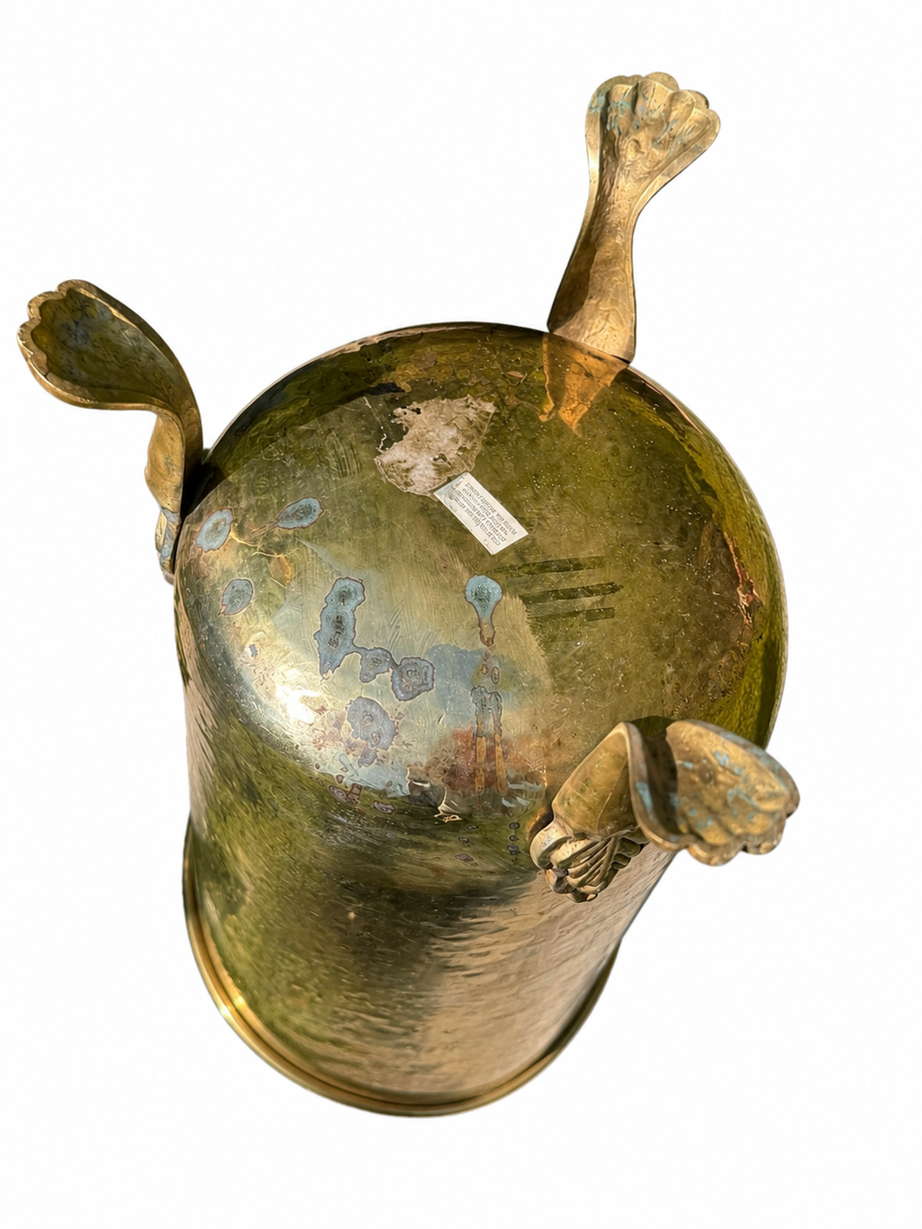 Vintage Hammered Brass Umbrella Stand | Lion Paw Coal Scuttle Fireplace Hod