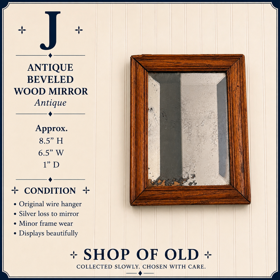 Antique Beveled Wood Mirror | Solid Wood Frame
