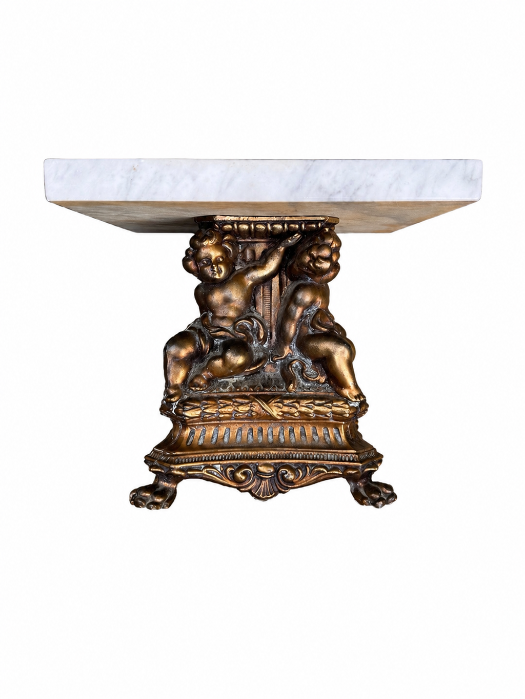 Italian Marble & Gilt Cherub Pedestal Riser — Estate Conversion