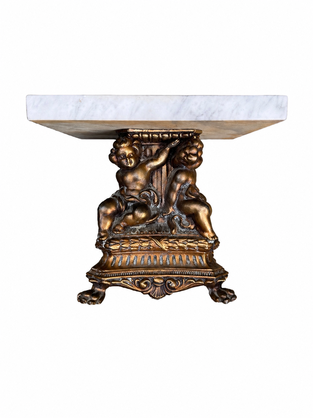 Italian Marble & Gilt Cherub Pedestal Riser — Estate Conversion