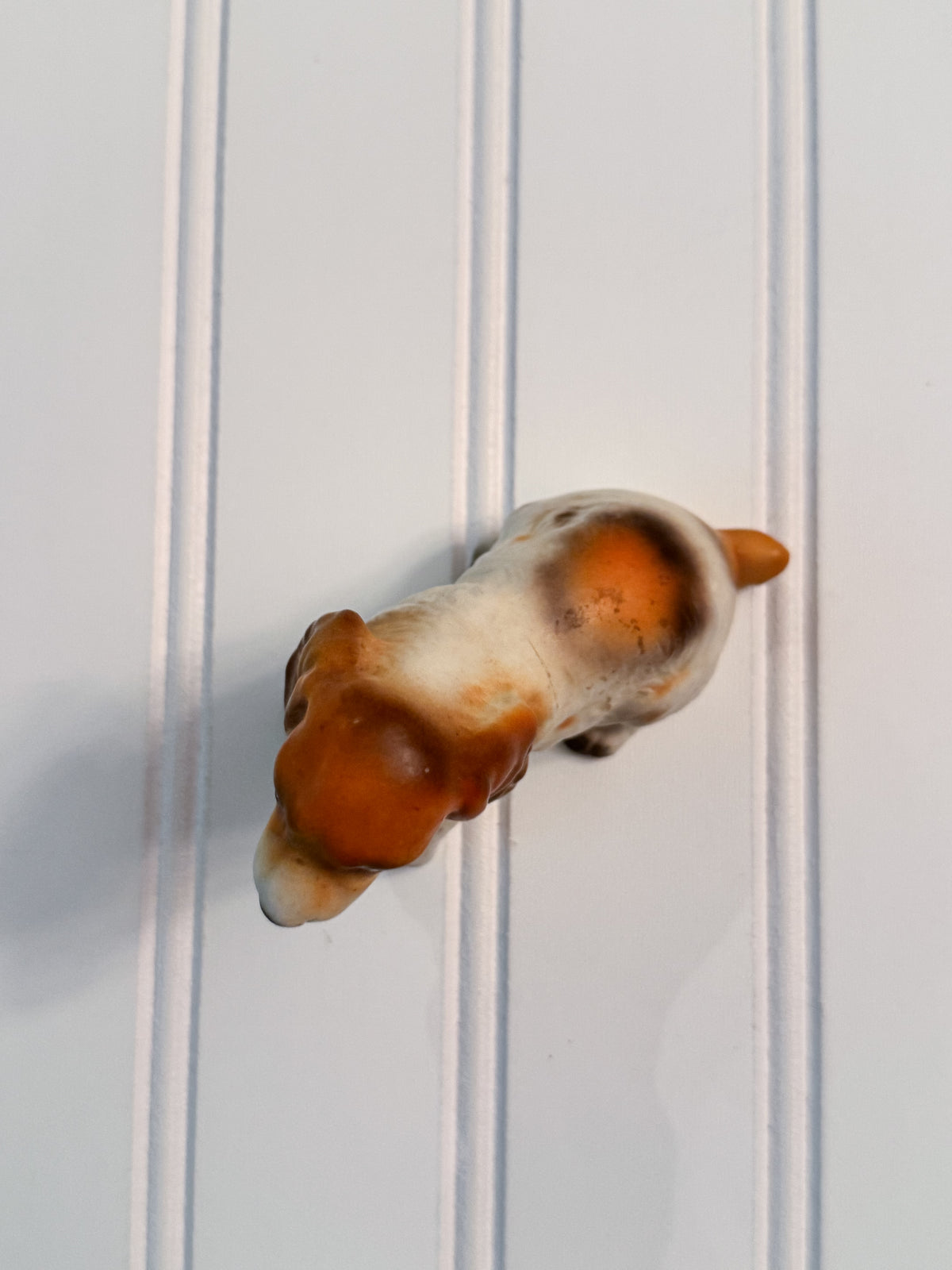 Vintage Hand-Painted Ceramic Beagle Puppy Figurine | Small Dog Statue
