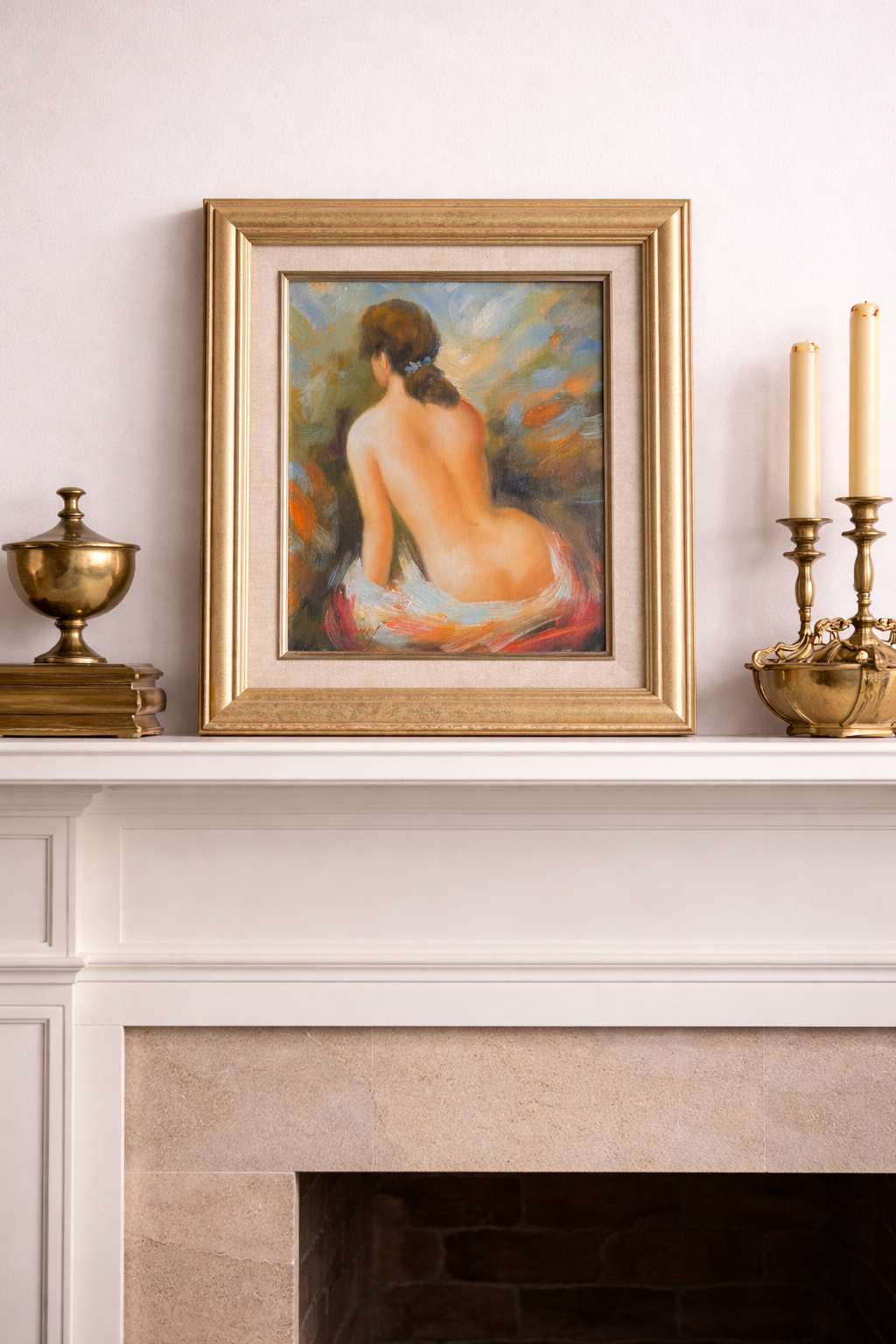 Vintage Signed Oil Painting of Reclining Nude Female Figure by B. Danny in Gilt Frame