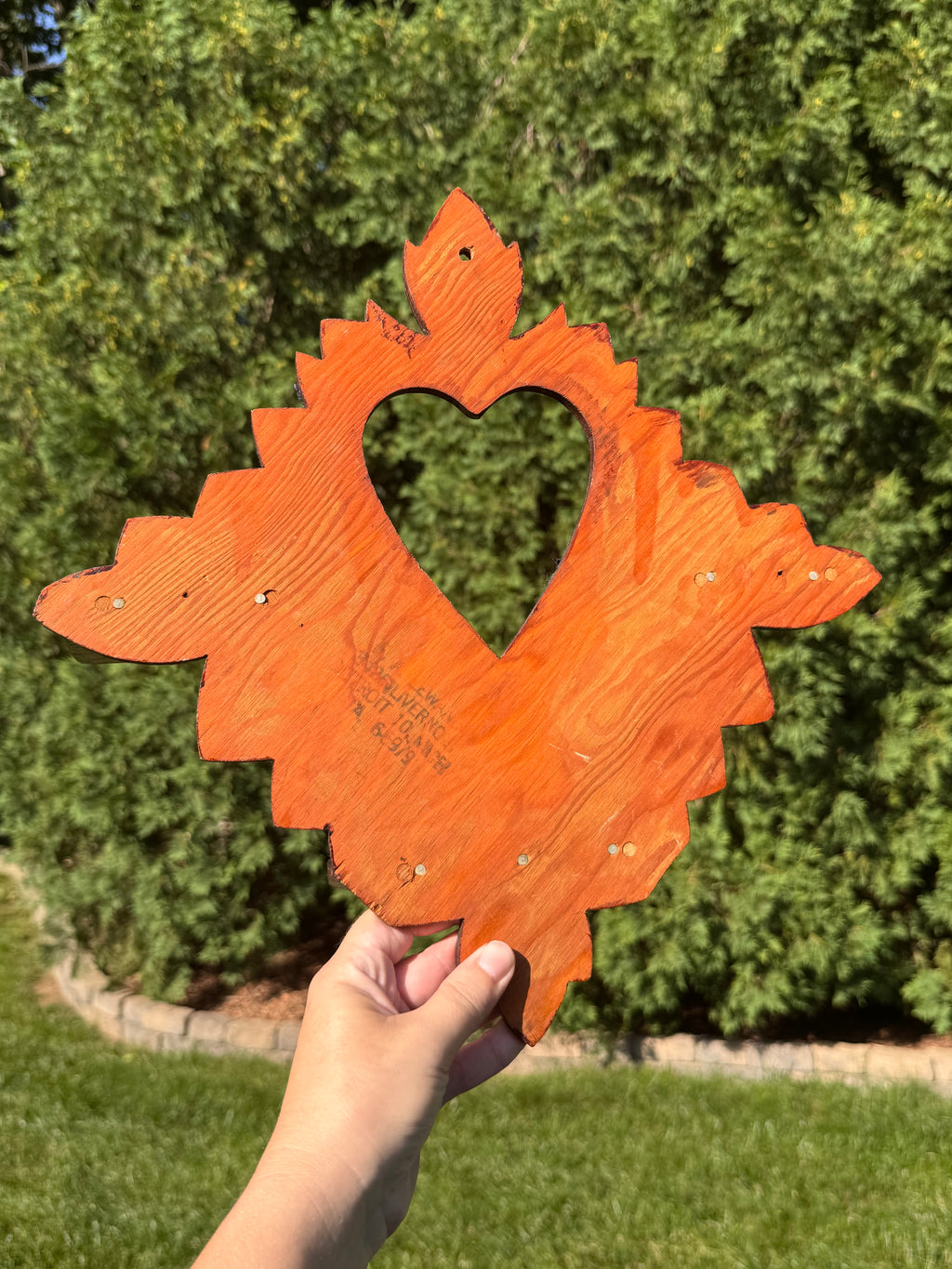 Vintage Handmade Folk Art Heart Wall Shelf