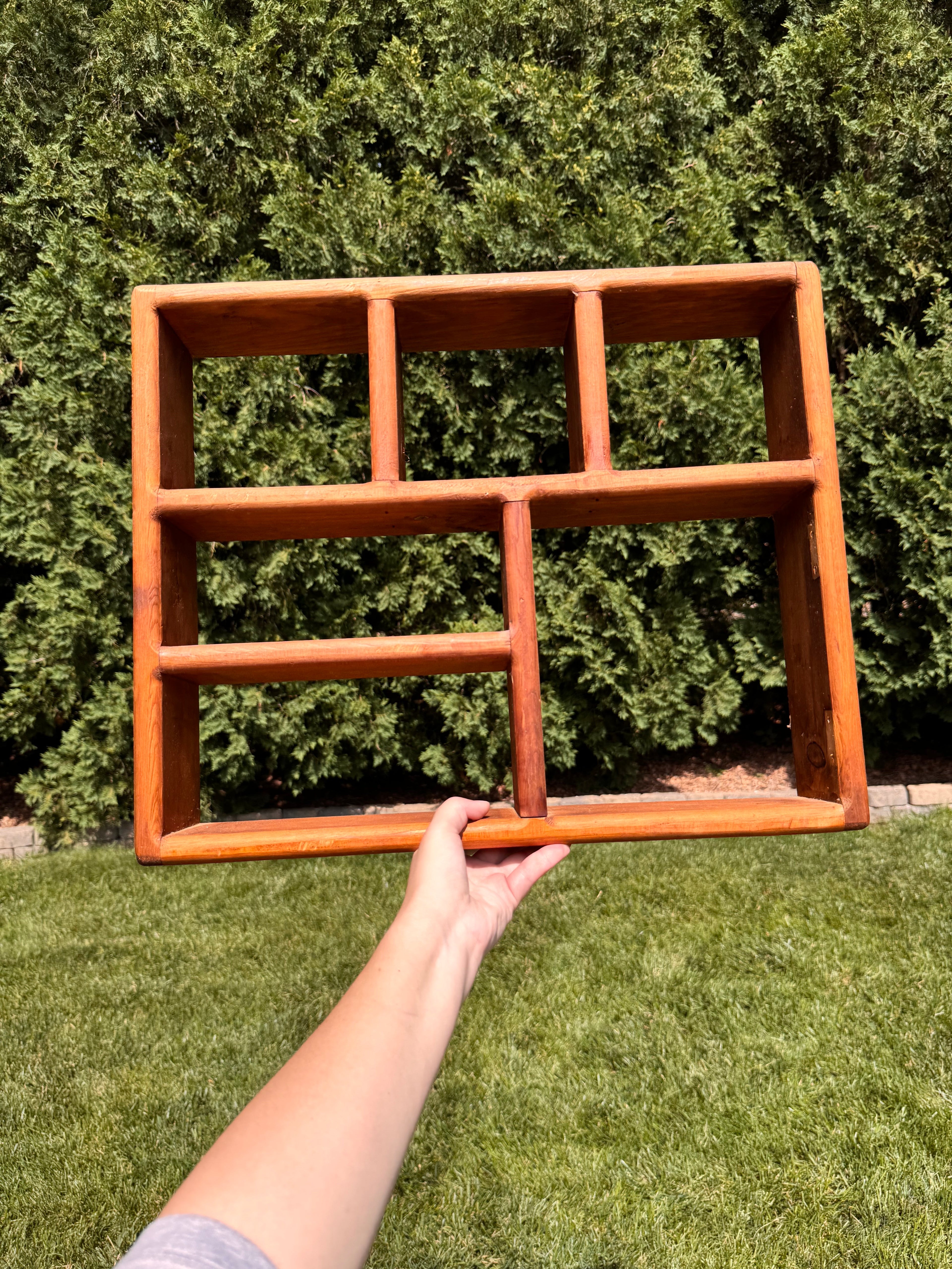 Vintage Wooden Wall Cubby Shelf Display Shelf Shadow Box Curio Shelf