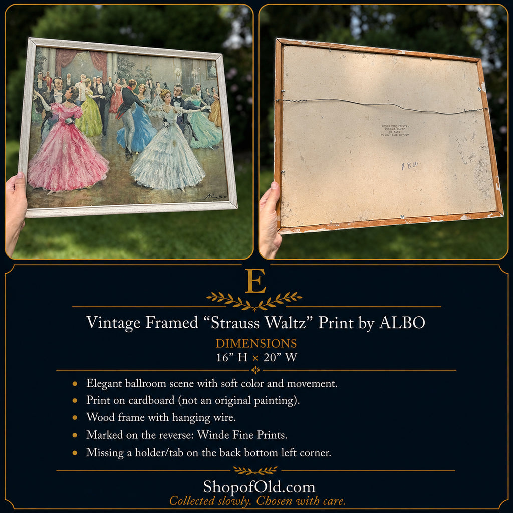 Vintage Framed “Strauss Waltz” Print by ALBO | Ballroom Dance Wall Art