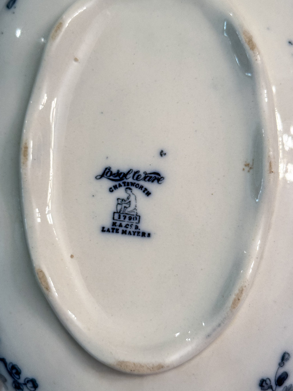 Antique Losol Ware Chatsworth Covered Tureen | Keeling & Co. English Blue Transferware
