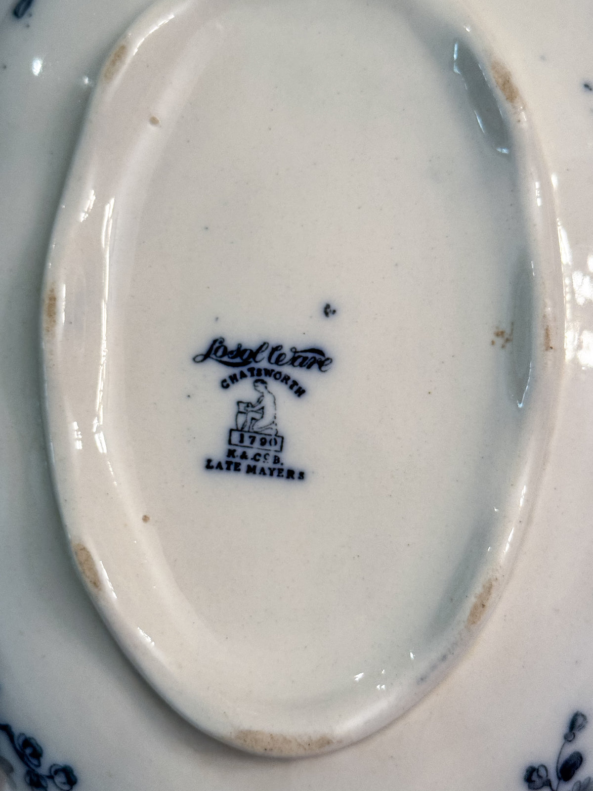 Antique Losol Ware Chatsworth Covered Tureen | Keeling & Co. English Blue Transferware