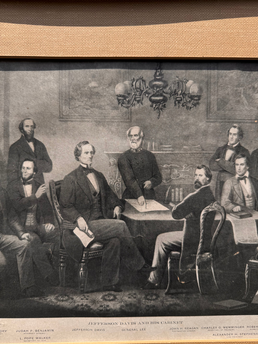 Antique 1904 “Jefferson Davis and His Cabinet” Framed Print