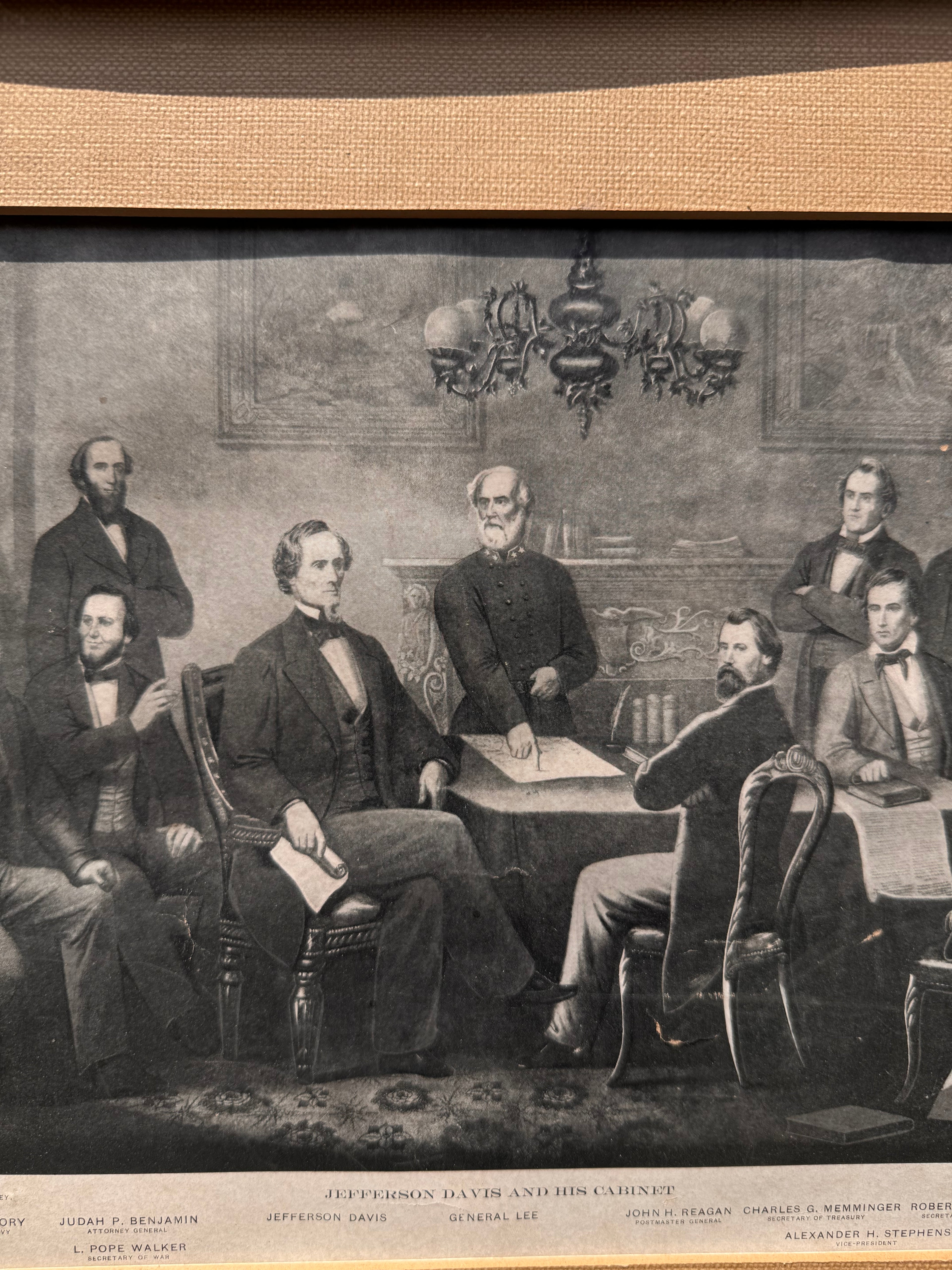 Antique 1904 “Jefferson Davis and His Cabinet” Framed Print