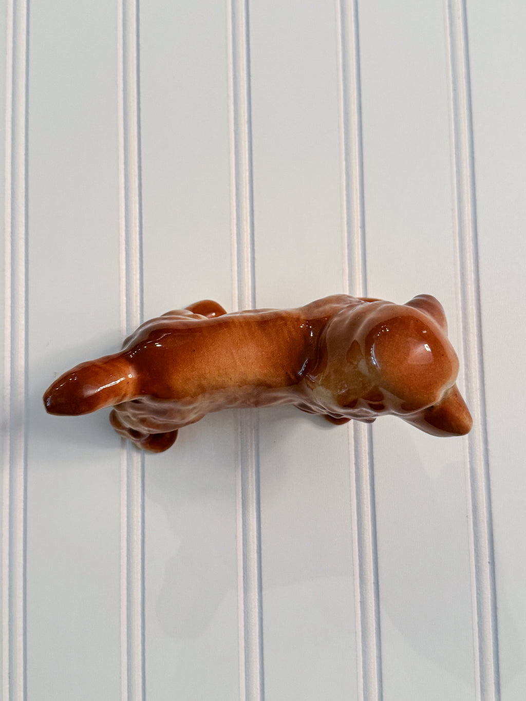Vintage Porcelain Spaniel Figurine Orange & White Dog Statue