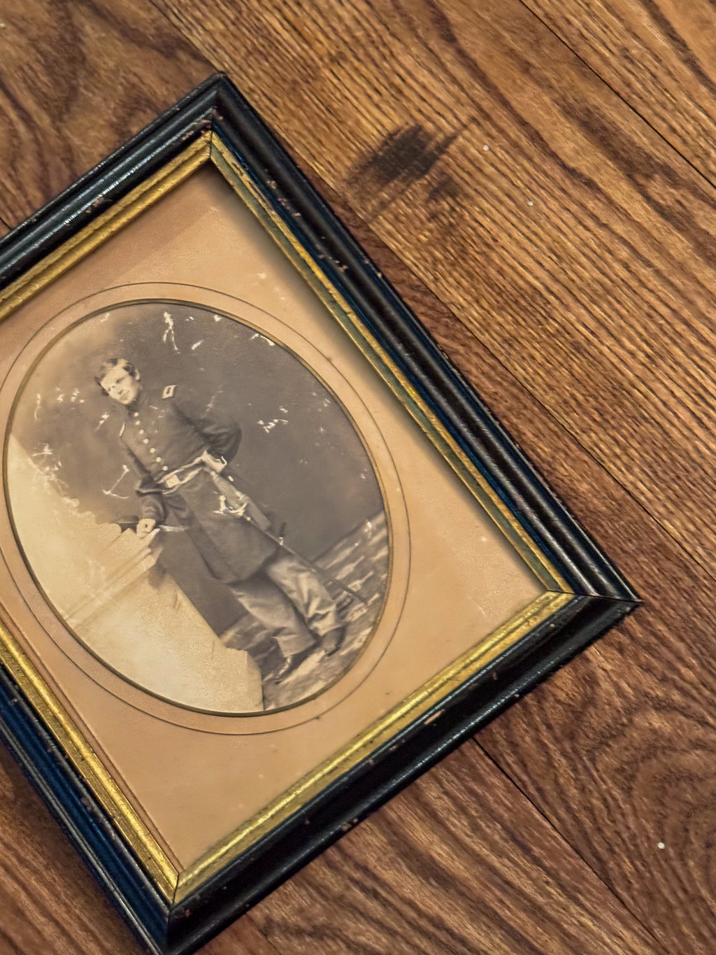 Antique Civil War Soldier Photographic Reproduction | Framed Cabinet Card Portrait