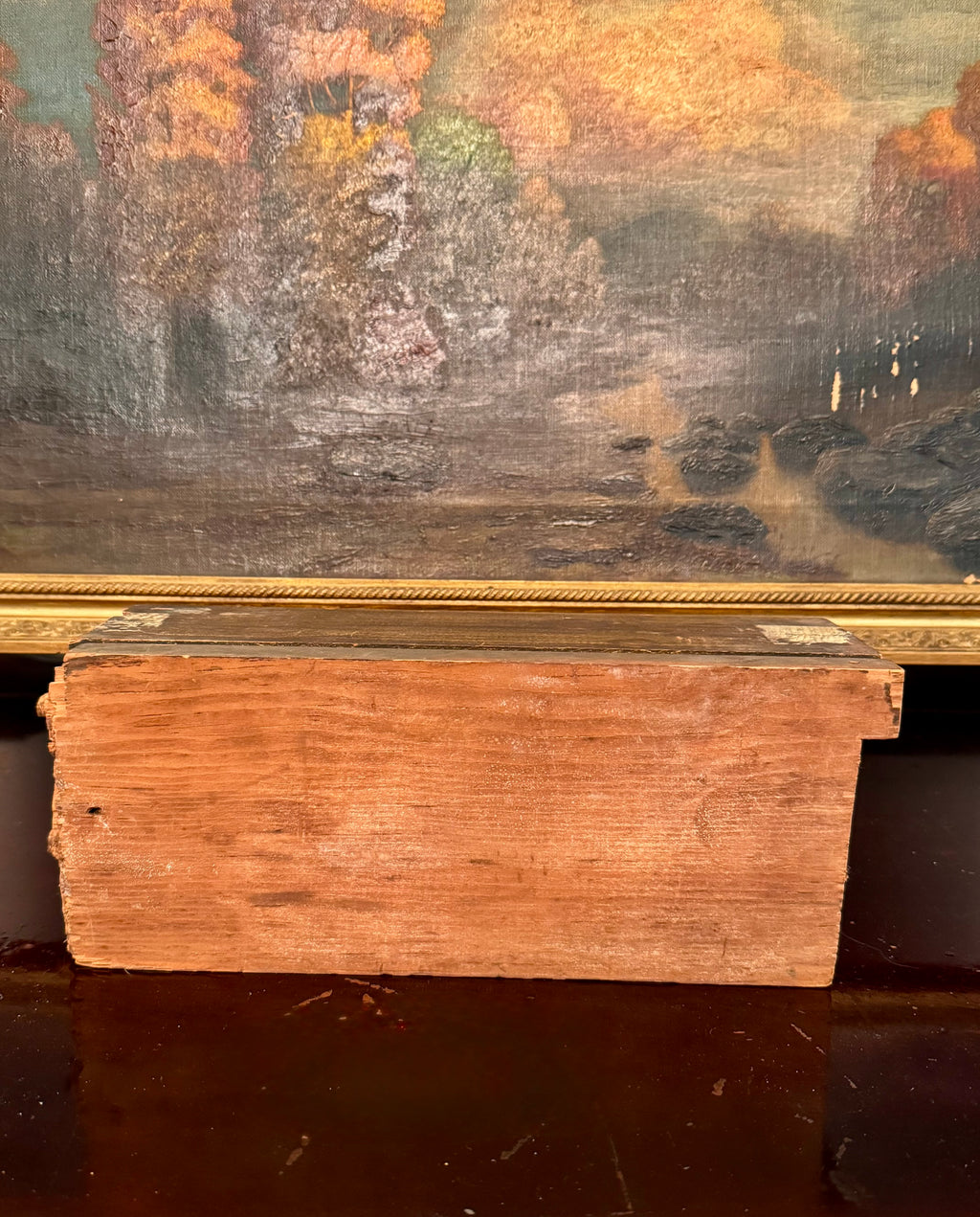 Antique Victorian Gilt Wood Architectural Riser | Salvaged Pedestal Block | Pegs on Right | 11.5”