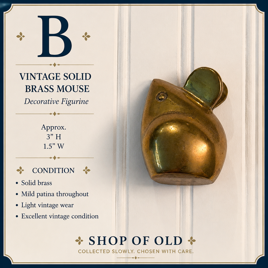 Vintage Solid Brass Mouse Figurine | Decorative Brass Accent | 3”