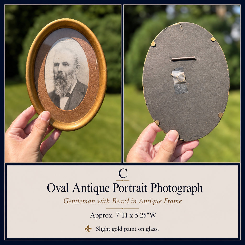 Antique Oval Gentleman Portrait Photograph in Ornate Frame