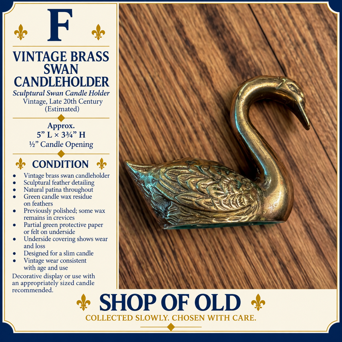 Vintage Brass Swan Candleholder | Mid-Century Swan Figurine & Decorative Candle Holder