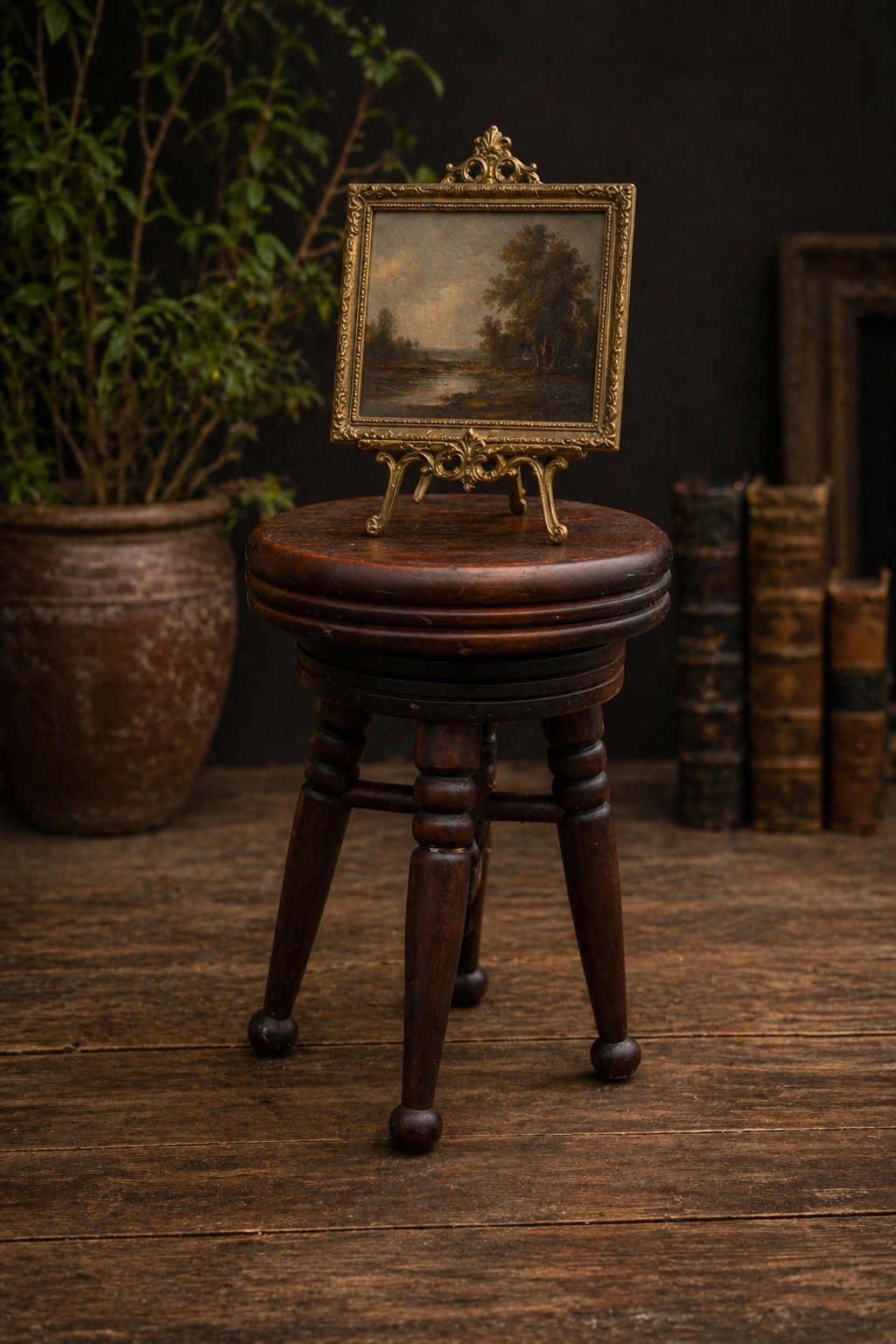 Antique Adjustable Piano Stool — Salesman Sample, Mahogany