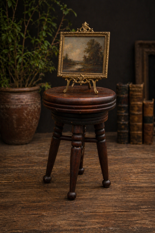 Antique Adjustable Piano Stool — Salesman Sample, Mahogany