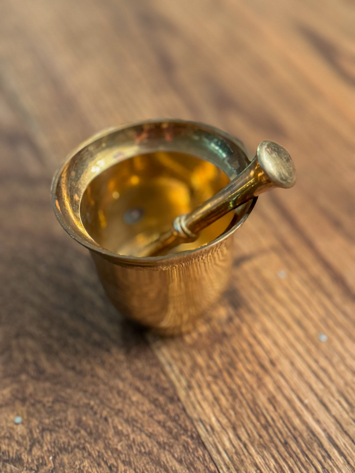 Vintage Solid Brass Mortar and Pestle