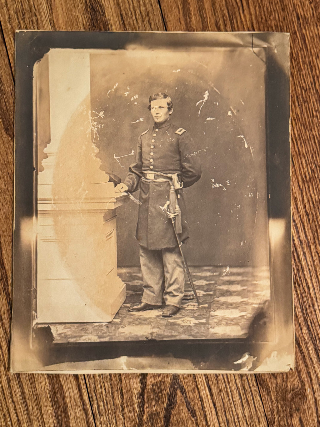 Antique Civil War Soldier Photographic Reproduction | Framed Cabinet Card Portrait