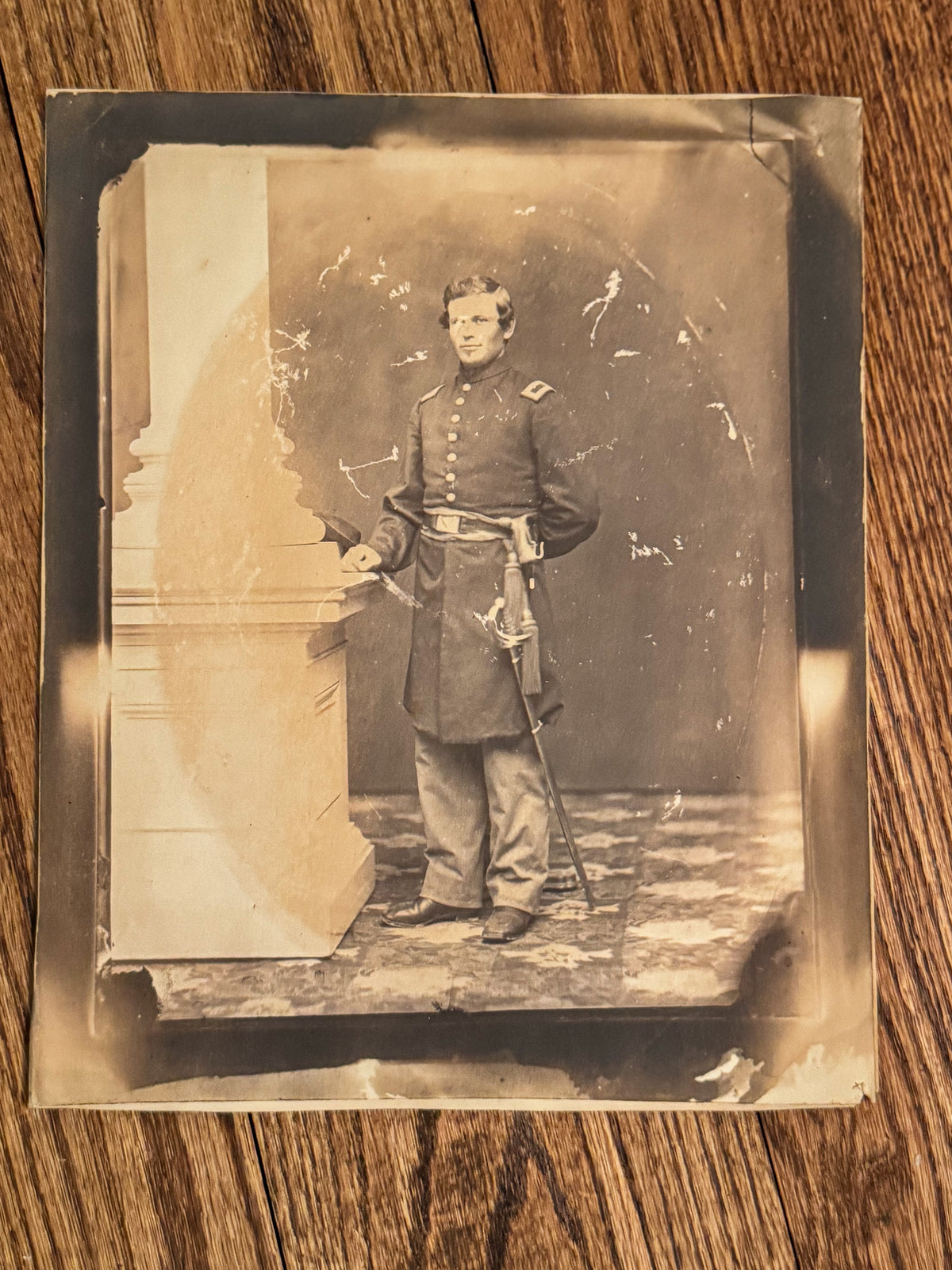 Antique Civil War Soldier Photographic Reproduction | Framed Cabinet Card Portrait