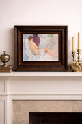 Vintage Oil Painting Nude Study M. Wells Inscribed Verso Walnut Frame
