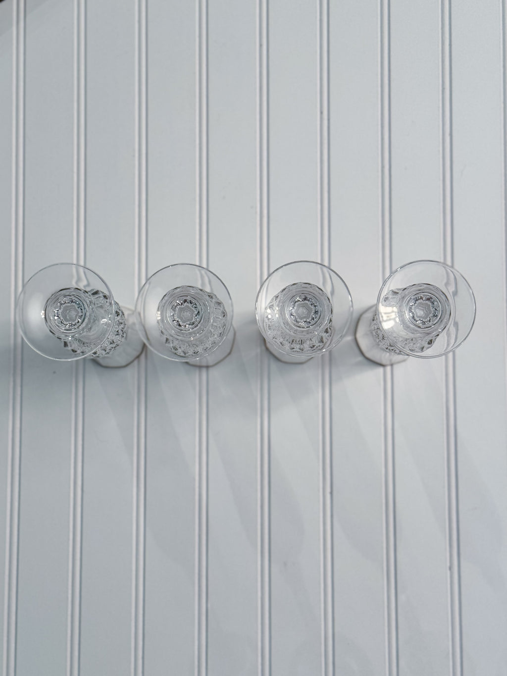 Vintage Gold-Rimmed Crystal Champagne Flutes, Set of 4 | Cut Crystal Stemware