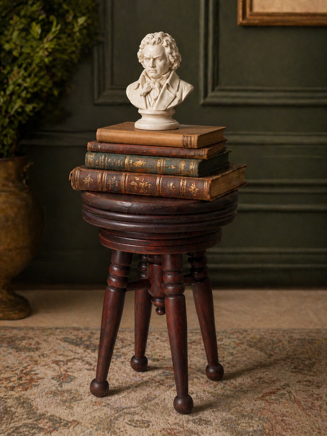 Antique Adjustable Piano Stool — Salesman Sample, Mahogany