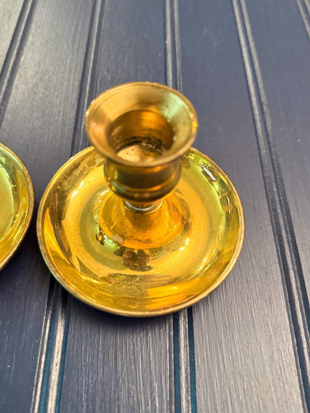 Vintage Brass “Brighton Bun” Candlesticks | Made in England