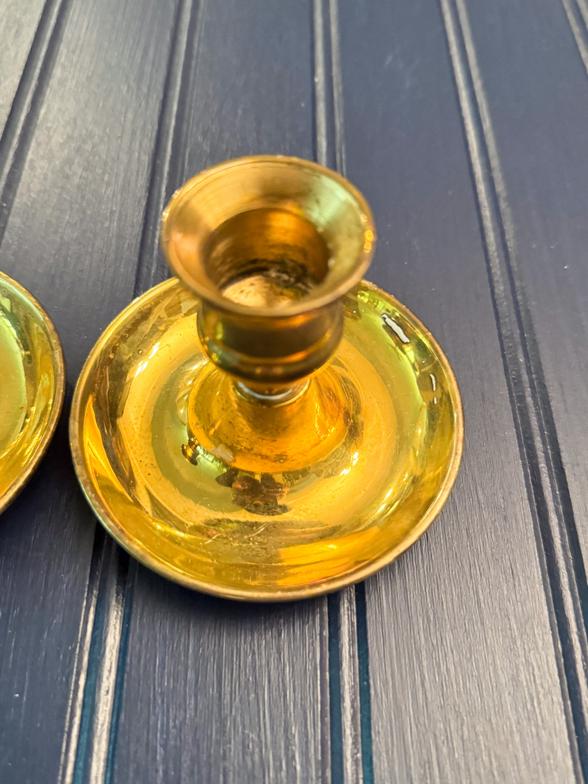 Vintage Brass “Brighton Bun” Candlesticks | Made in England