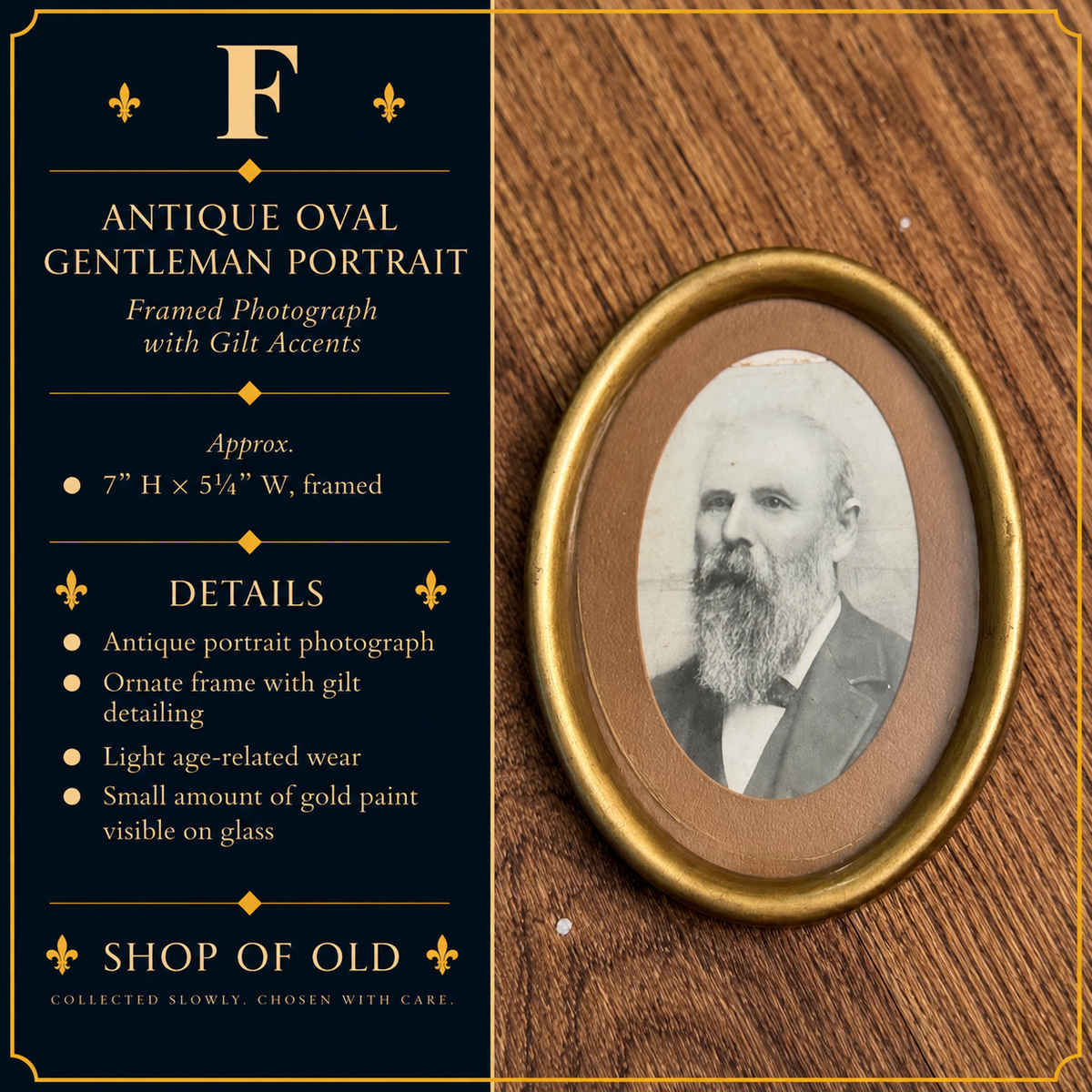 Antique Oval Gentleman Portrait Print | Gilt Framed Vintage Portrait