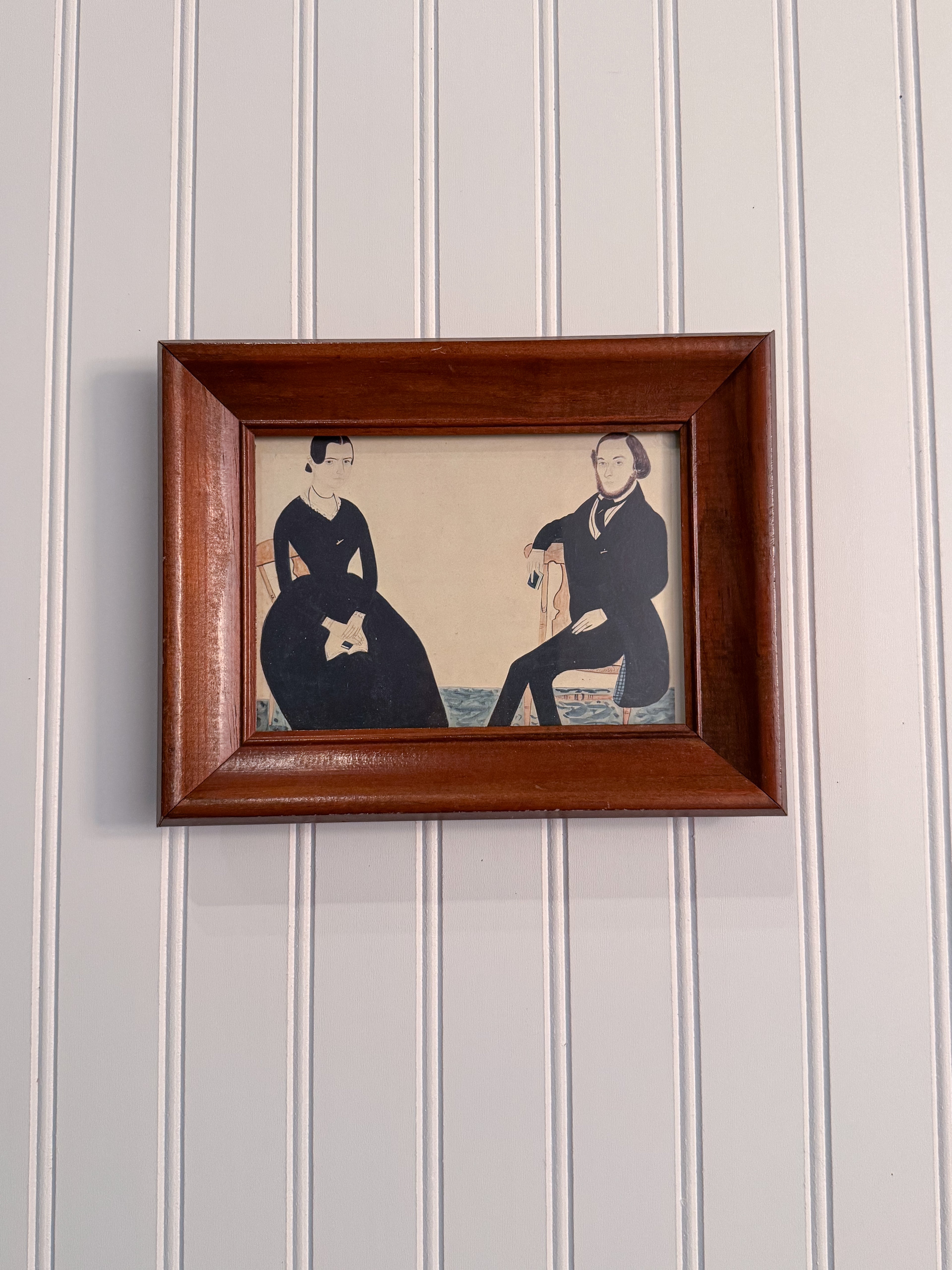 Portrait of Elijah & Hannah Robinson After Ruby Devol Fitch | Framed Folk Art Postcard Reproduction